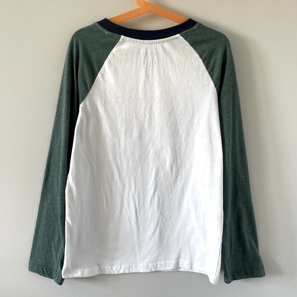 Boys Long Sleeve T-Shirt - Raglan Sleeve - Retro Inspired - White, Green, & Navy - Picture 5 of 6